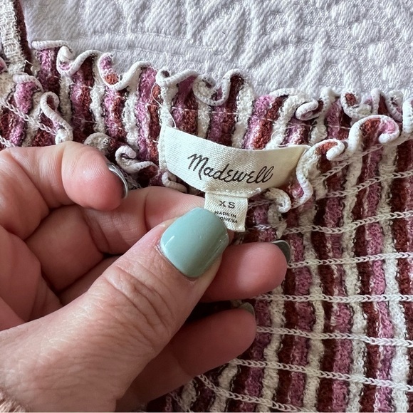 MADEWELL Superlight Jacquard Smocked Tank Top in Stripe - Picture 4 of 4